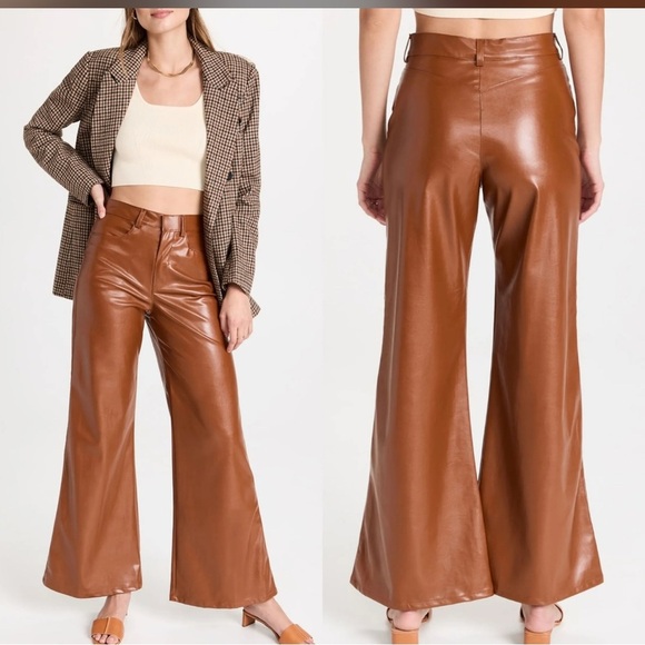 NWOT Enza Costa Vegan Leather WideLeg Pants Cognac, size 30